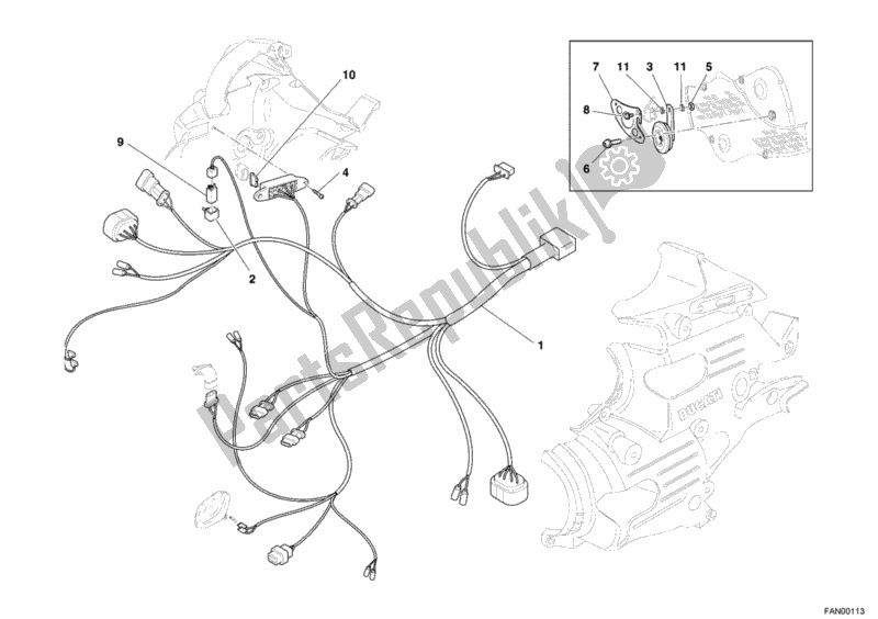 Todas as partes de Farol De Cabo do Ducati Superbike 999 R 2006